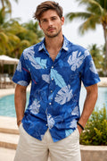 Camisa Hombre Tropical Azul | Lino