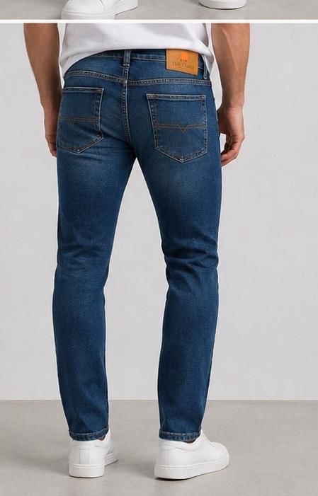 JEAN HOMBRE SLIM FIT AZUL MEDIO BOTA RECTA ALGODÓN CASUAL_1