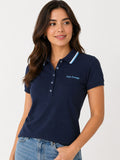 POLO MUJER AZUL NAVY ALGODON PERUANO