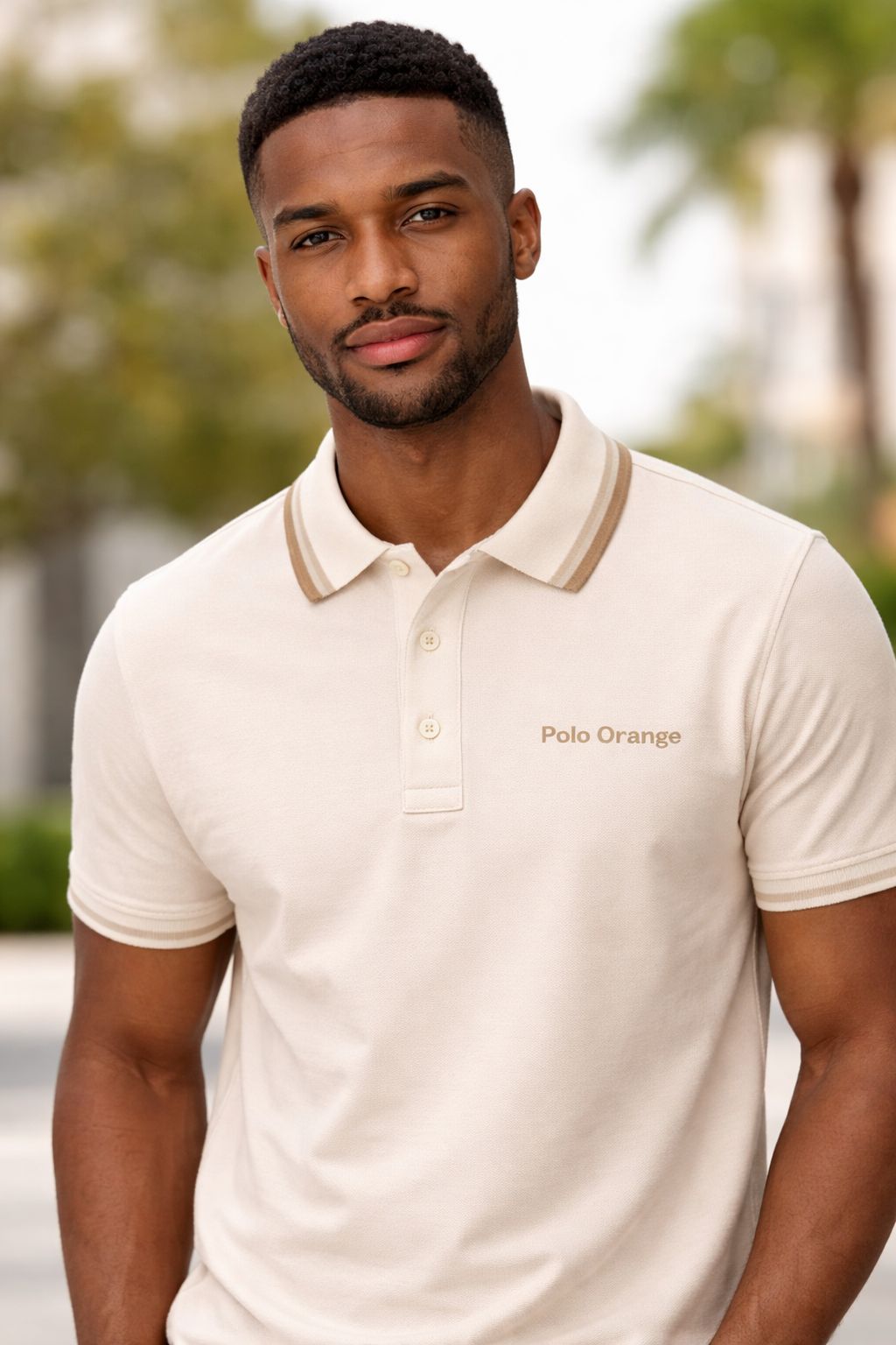 Polo Hombre Crema con Textura | Diseño en Cuello y Mangas | Algodón