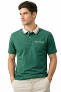 Polo Hombre Verde Esmeralda Diseño de Lujo en Cuello y Mangas | Algodón Pima
