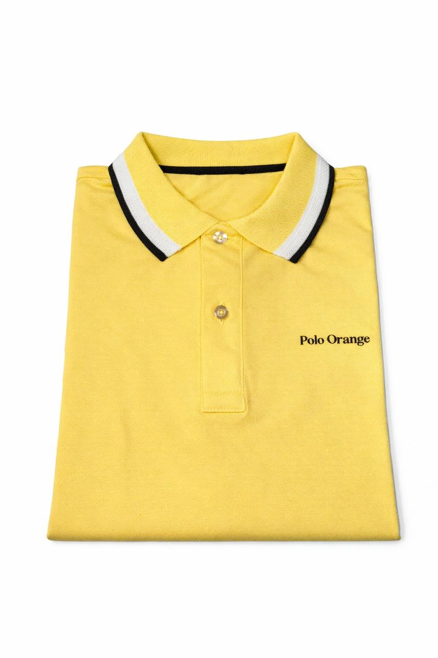 Polo Hombre Amarillo Claro Diseño Exclusivo en el Cuello Algodón Premium