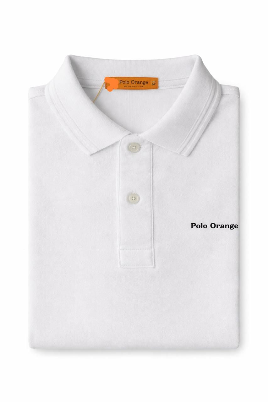 Polo Hombre Blanco Óptico Cuello Unicolor con Diseño en el Borde Algodón Pima Peruano