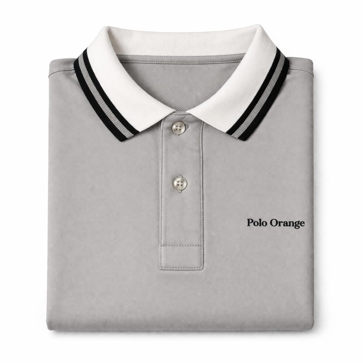 Polo Hombre Gris Claro Diseño en Cuello y Mangas Algodón Premium