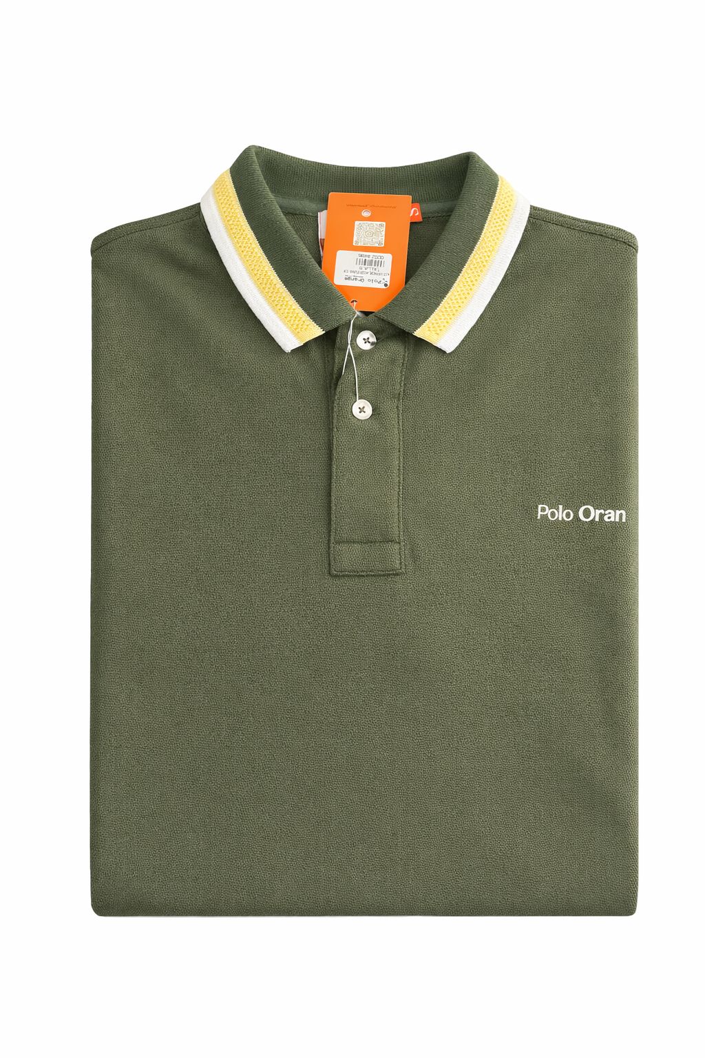Polo Hombre Verde Militar Cuello con Bordado y Diseño Algodón Premium