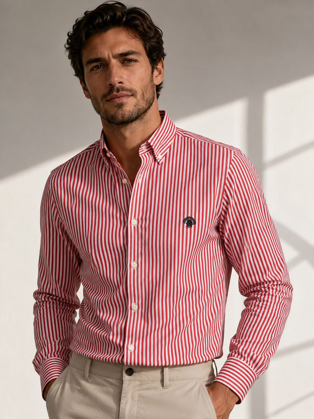 CAMISA PARA HOMBRE RAYAS NARANJA