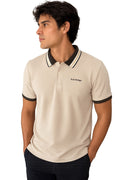 Polo Hombre Capuchino Diseño en Cuello y Mangas | Algodón Premium