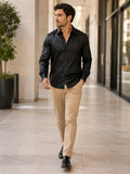 CAMISA HOMBRE NEGRA  MERCERIZADA