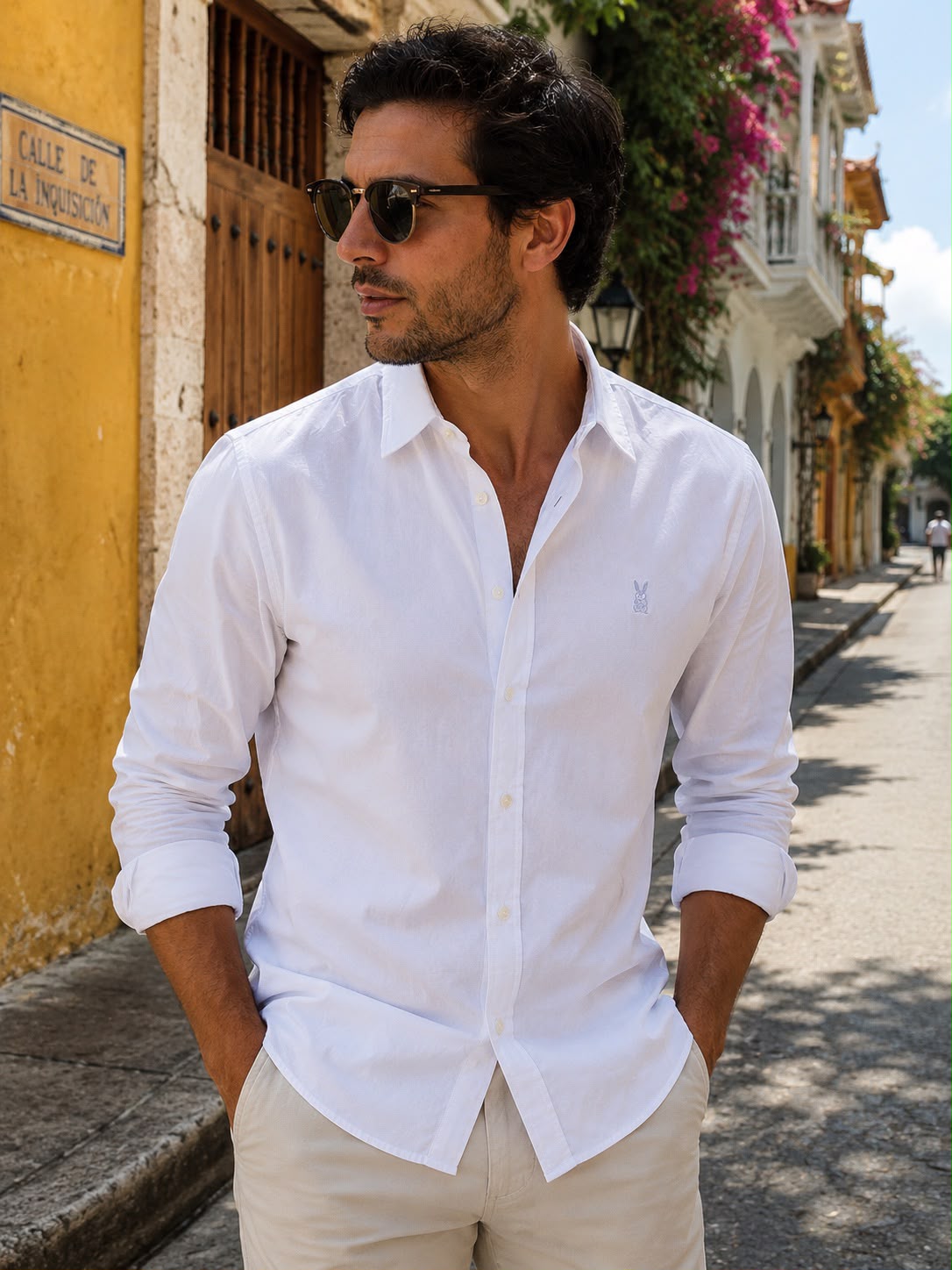 CAMISA HOMBRE BLANCA MERCERIZADA