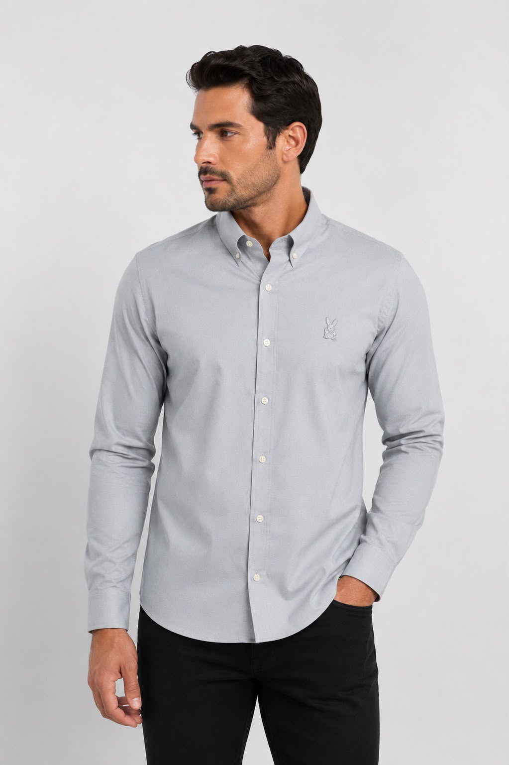 CAMISA HOMBRE GRIS MEDIO MANGA LARGA