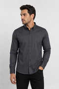 CAMISA HOMBRE GRIS OSCURO ALGODÓN
