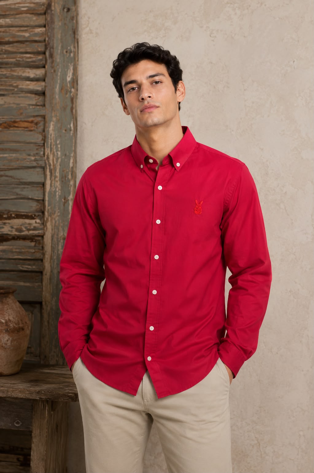 CAMISA HOMBRE ROJO MALBORO MANGA LARGA