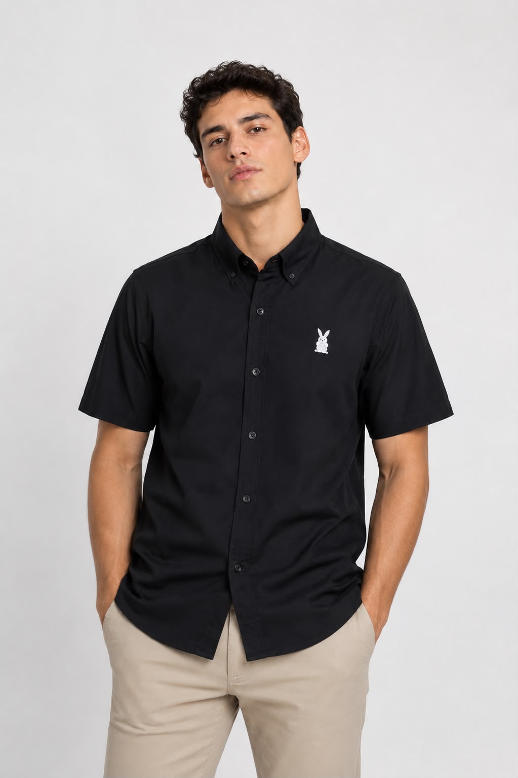CAMISA HOMBRE NEGRA MANGA CORTA