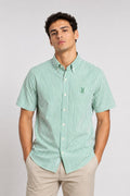 CAMISA HOMBRE RAYA  VERDE MANGA CORTA