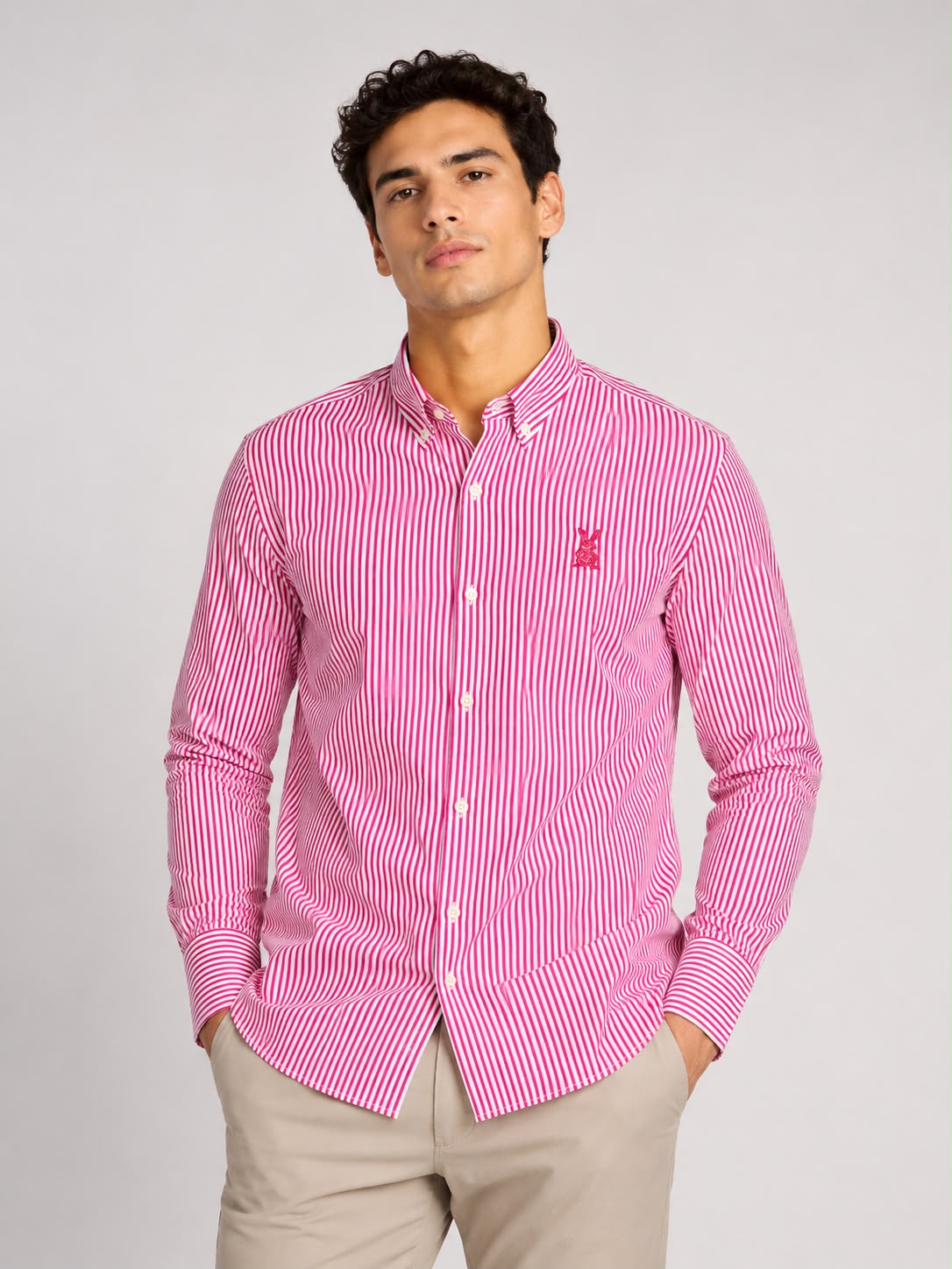 CAMISA HOMBRE RAYA FUCSIA