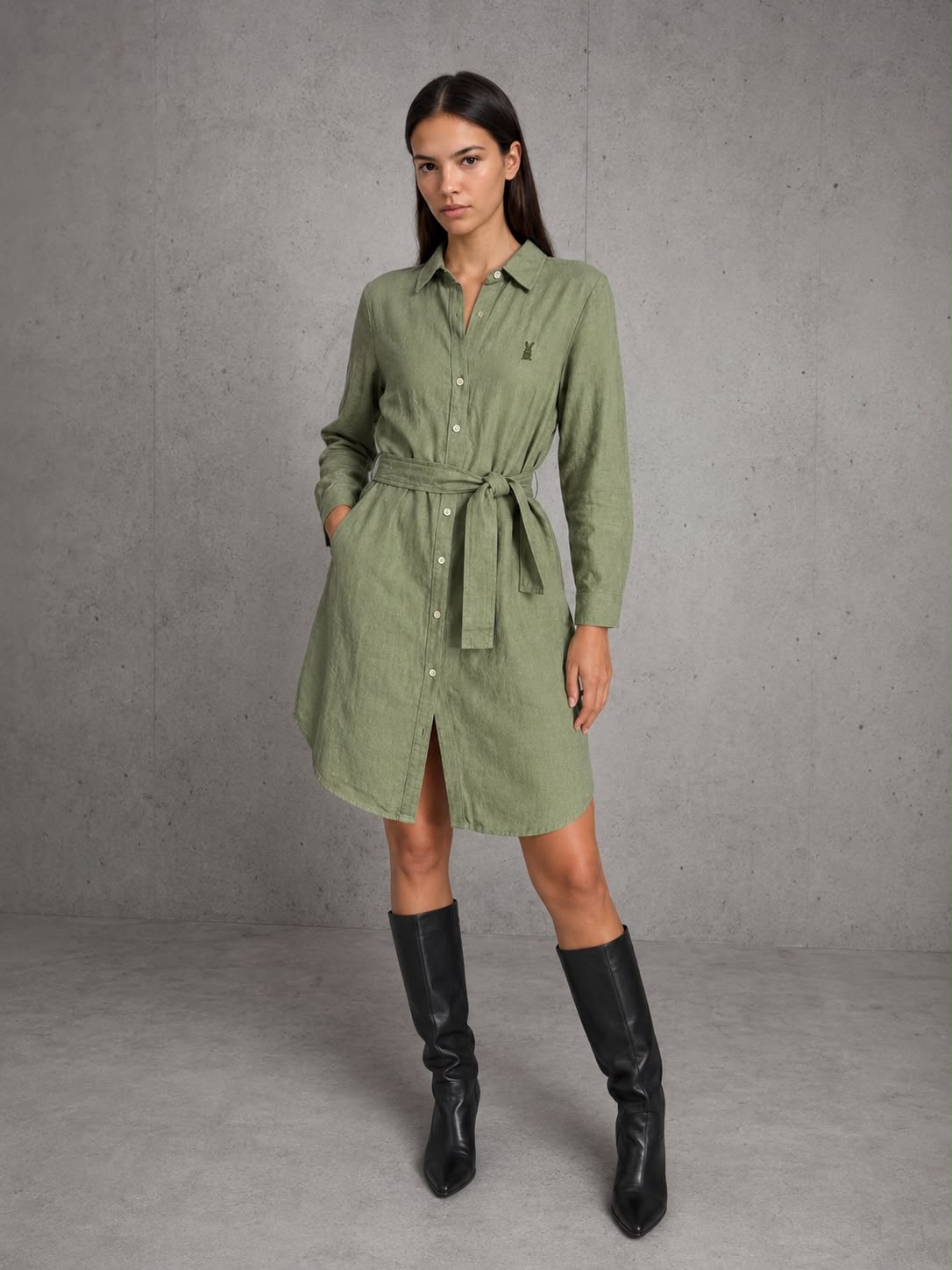 VESTIDO MUJER CAMISERO VERDE OLIVA