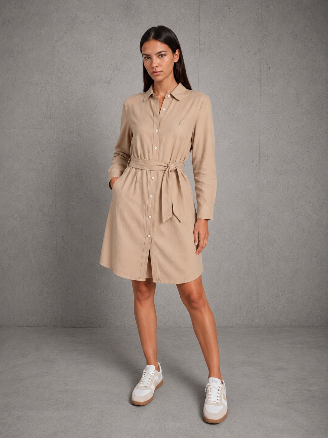 VESTIDO MUJER CAMISERO COLOR AVELLANA