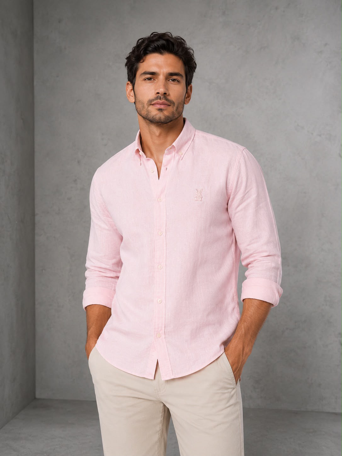 Camisa Hombre Rayas Rosada con Blanco | Algodón
