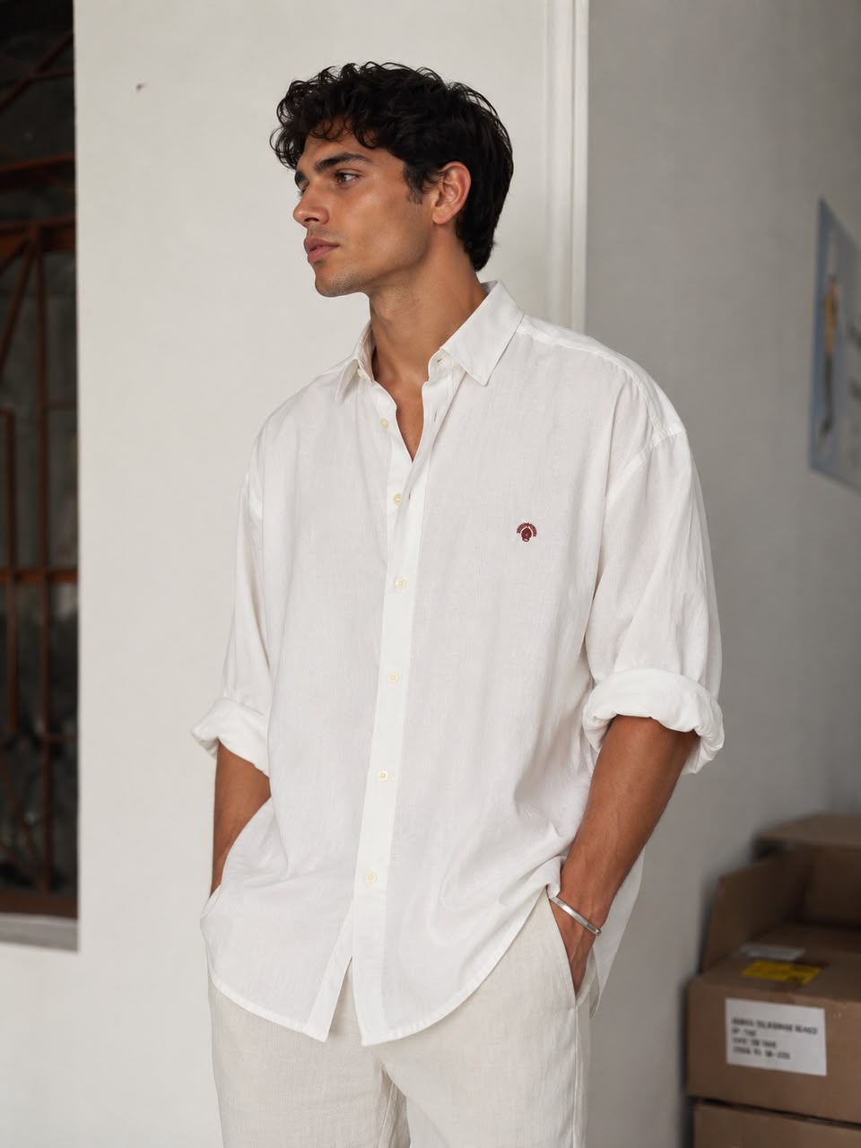 Camisa Hombre Oversize Color Crudo – Lino Premium