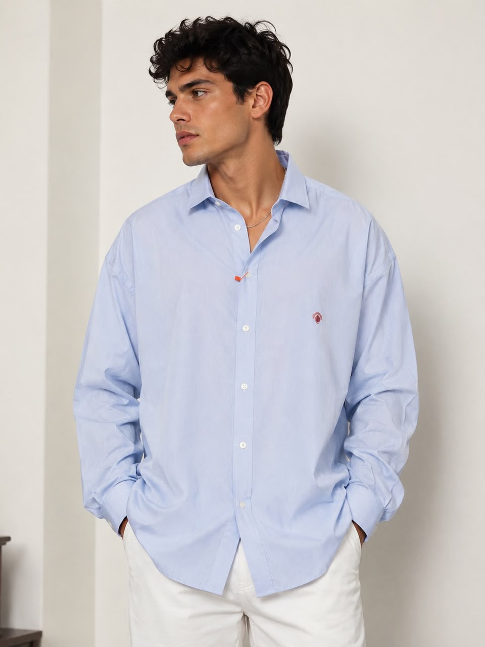 Camisa Hombre Oversize Azul Claro – Lino Premium