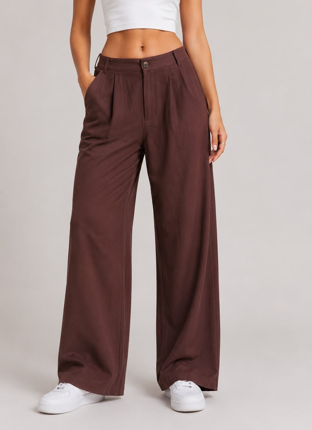 Pantalón Palazzo Mujer Café en Algodón