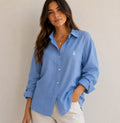CAMISA MUJER OVERSIZE AZUL CLARO