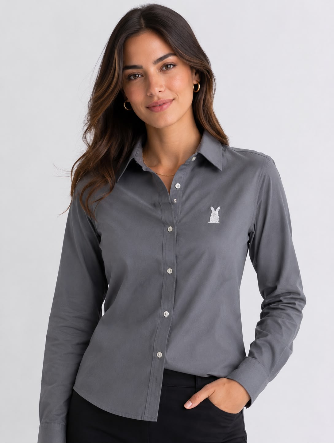 CAMISA MUJER GRIS MEDIO ALGODON