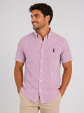 CAMISA HOMBRE RAYA MORADA MANGA CORTA