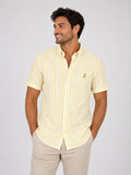 Camisa Hombre Raya Amarilla con Blanco Manga Corta | Algodón