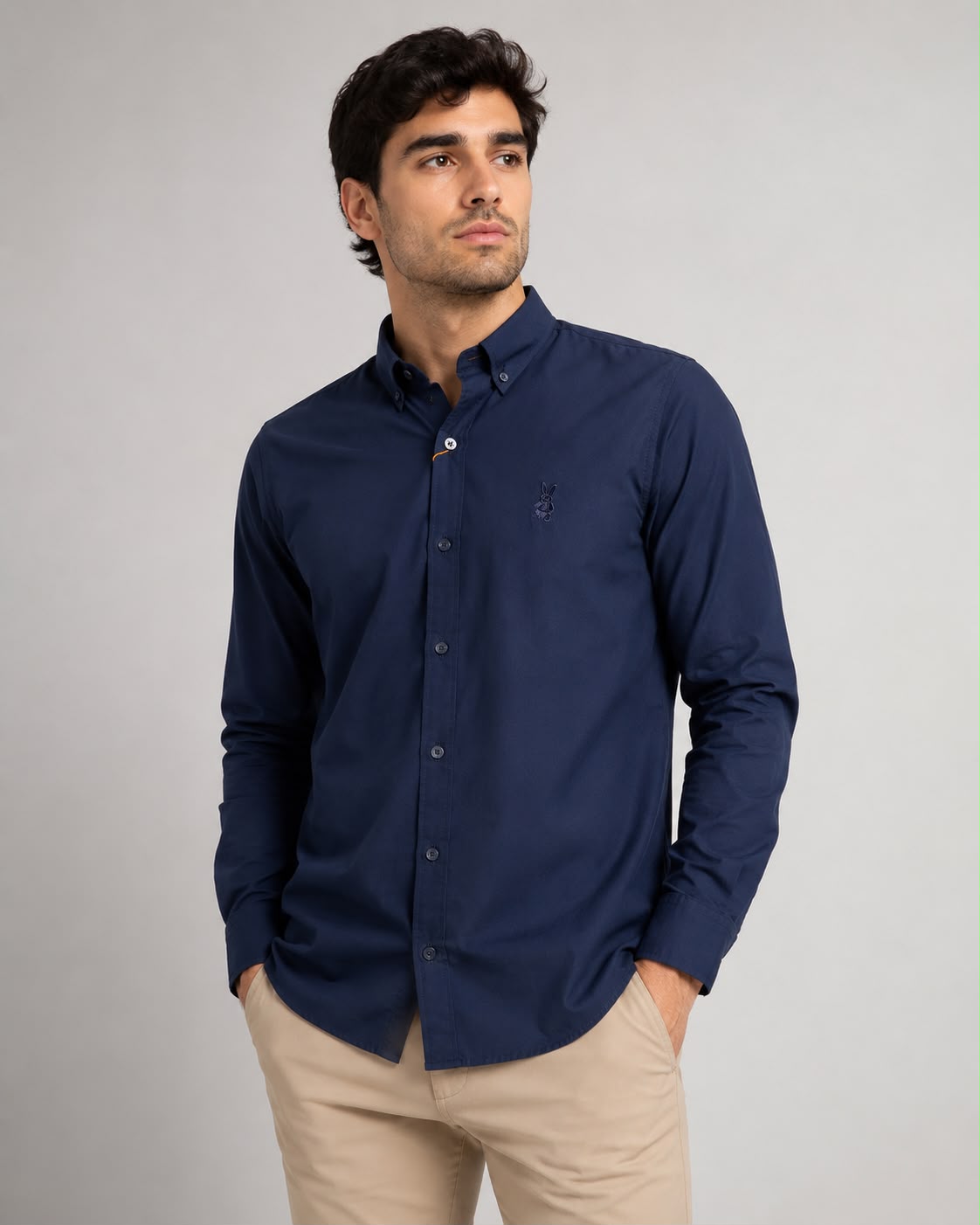 CAMISA HOMBRE AZUL OSCURO MANGA LARGA