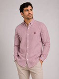 CAMISA HOMBRE RAYA DELGADA VINO TINTO ALGODON