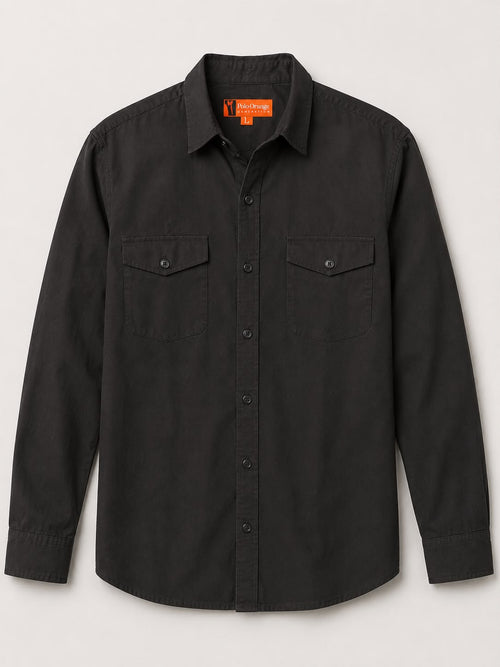 CAMISA HOMBRE CON BOLSILLO Y TAPA EN ALGODON