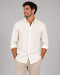 CAMISA HOMBRE MANGA LARGA HUESO LINO
