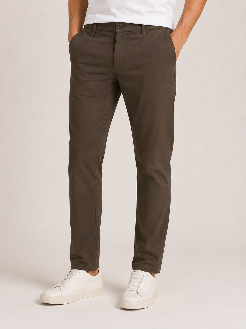 Dril Hombre Café Slim Fit Tiro Medio