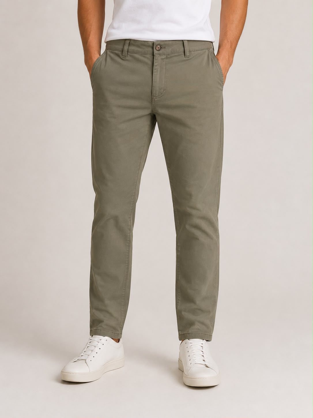 Dril Hombre Verde Medio Slim Fit Tiro Medio