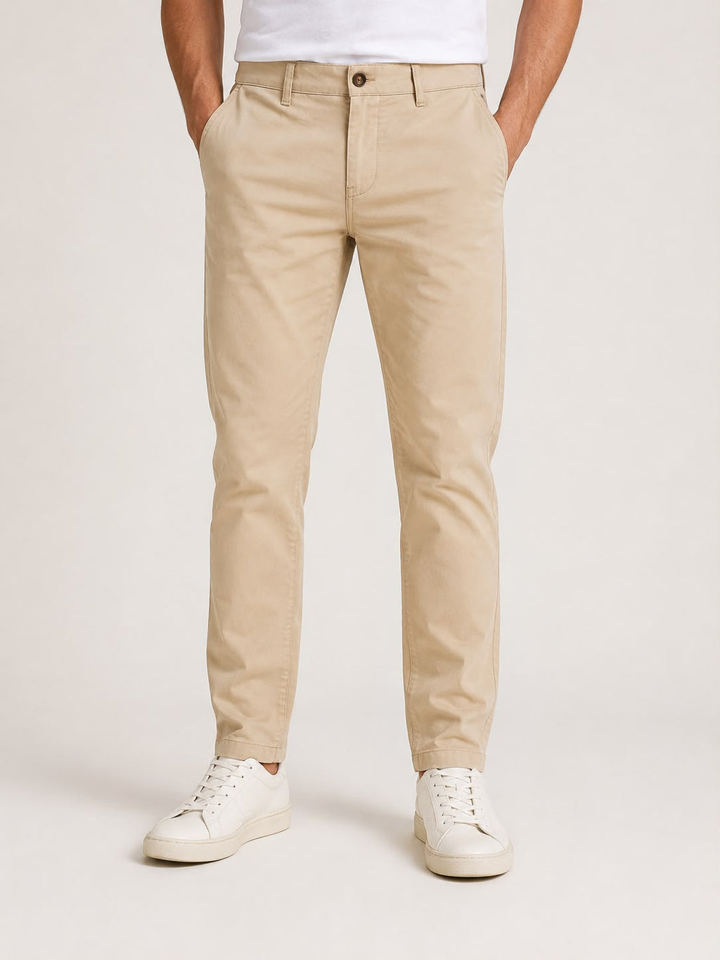 Dril Hombre Caqui Claro Slim Fit Tiro Medio