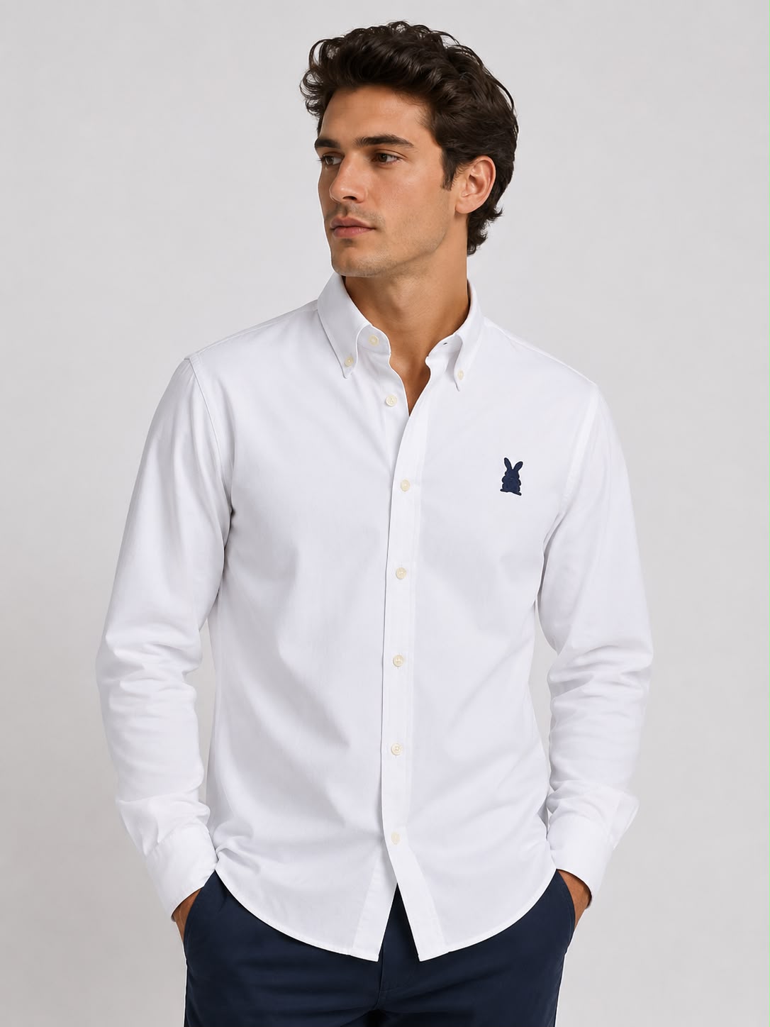 CAMISA HOMBRE BLANCO ÓPTICO EN ALGODÓN