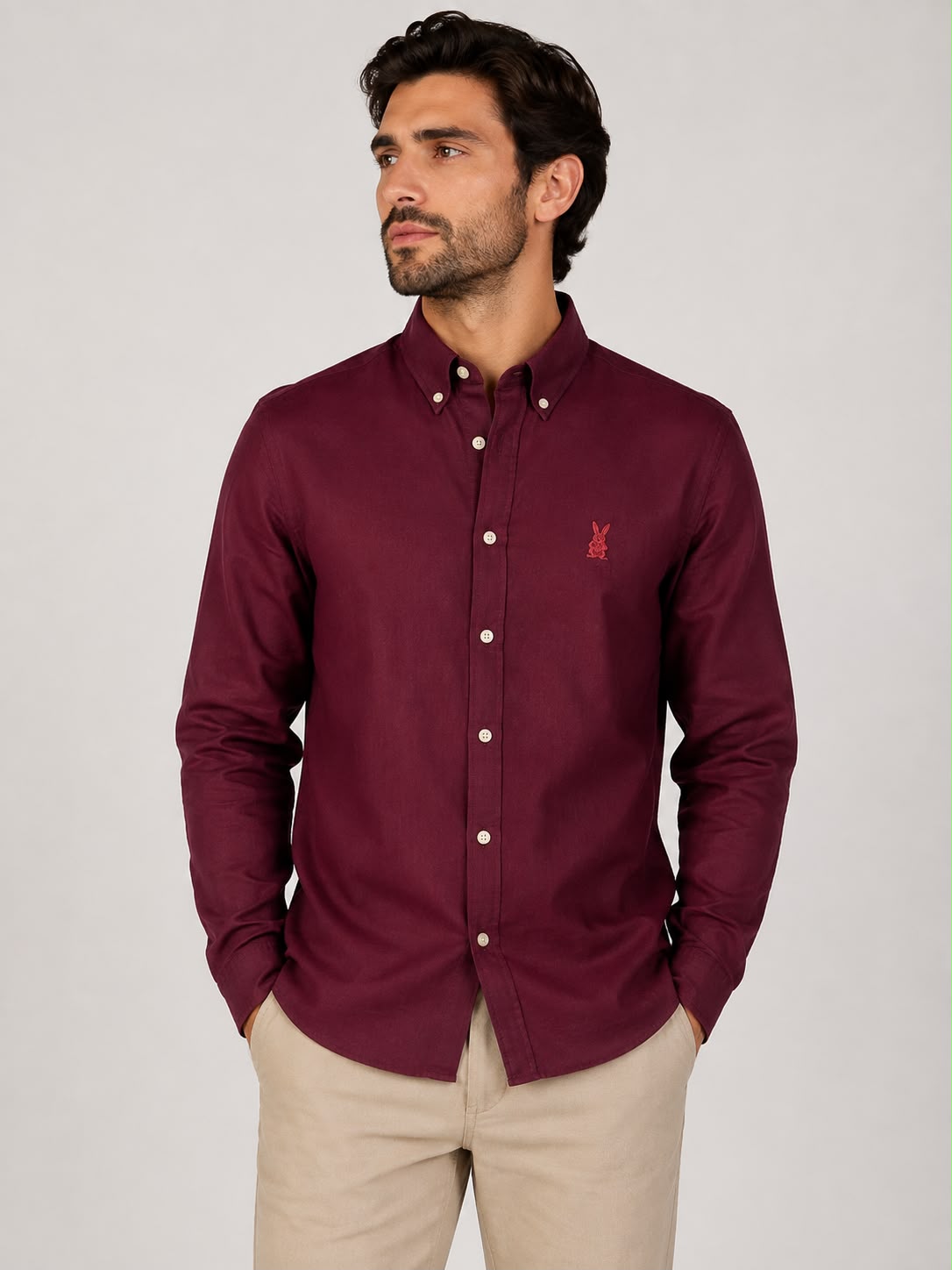 CAMISA HOMBRE VINOTINTO ALGODÓN