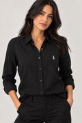 Camisa Mujer Negra en Viscosa – Corte Clásico