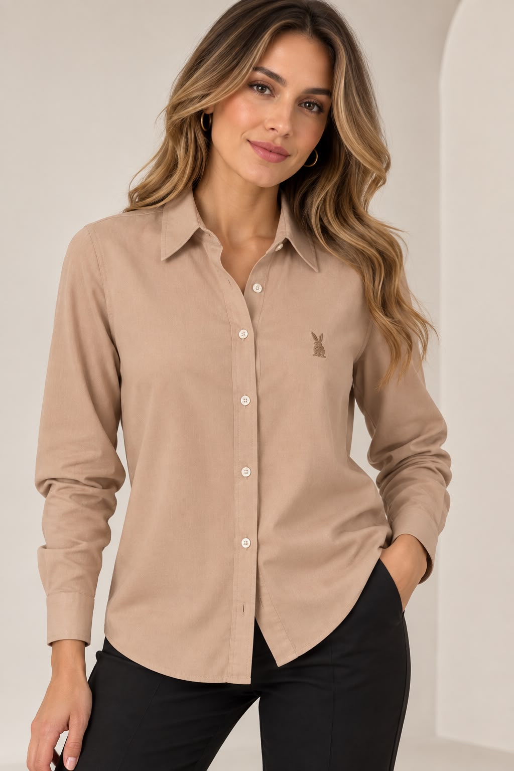 Camisa Mujer Avellana en Viscosa – Corte Clásico