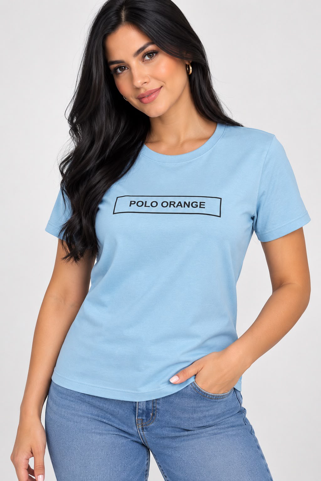 Camiseta Mujer Azul Pastel Algodón