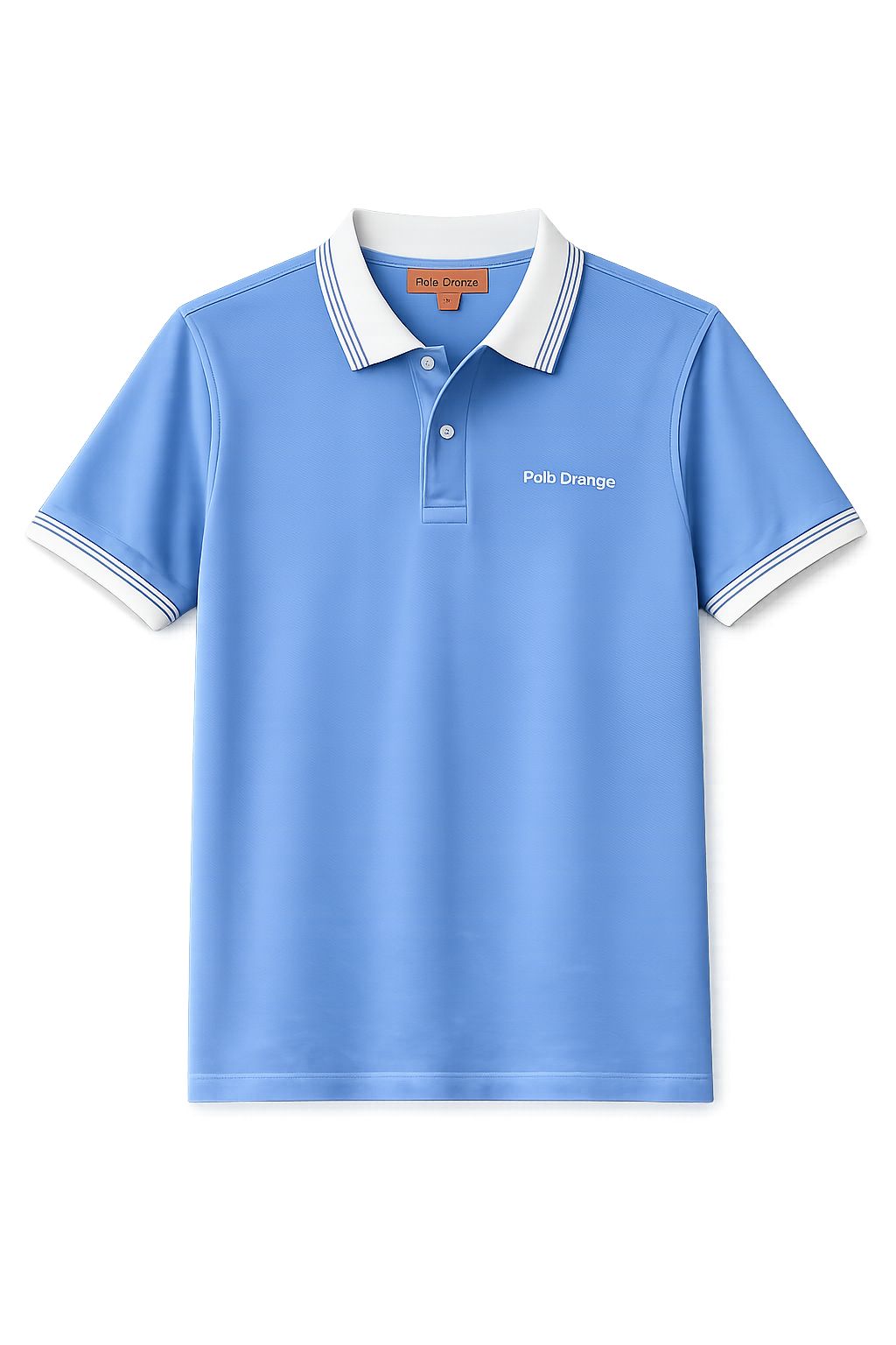 Polo Hombre Azul Cielo con Cuello Bordado Línea Blanca | Algodón Pima