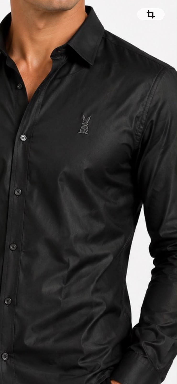 CAMISA HOMBRE NEGRA  MERCERIZADA