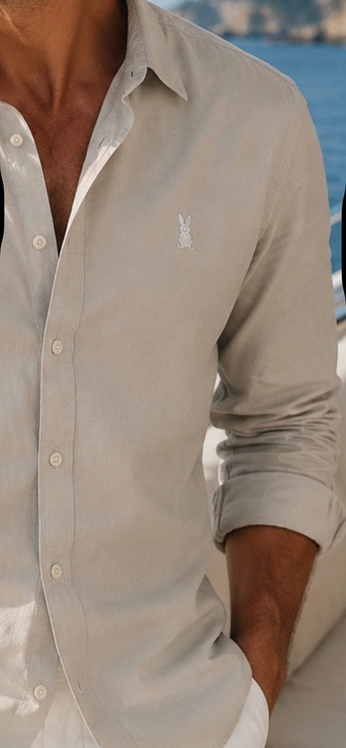 CAMISA  HOMBRE COLOR AVELLANA TELA MERCERIZADA