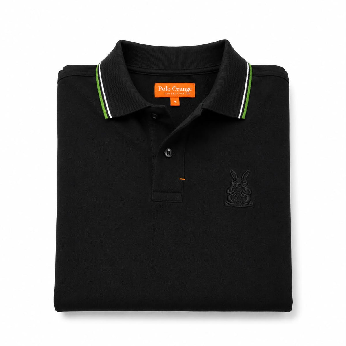 Polo Hombre Negro – Cuello con Línea Verde | Algodón Pima Peruano