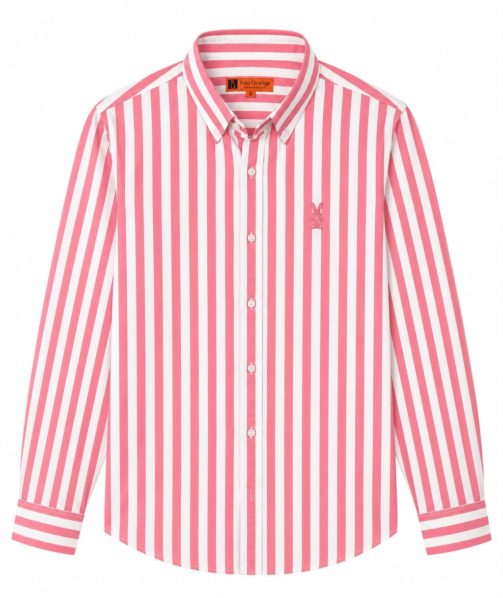 Camisa Hombre Raya Rosada Algodón Premium