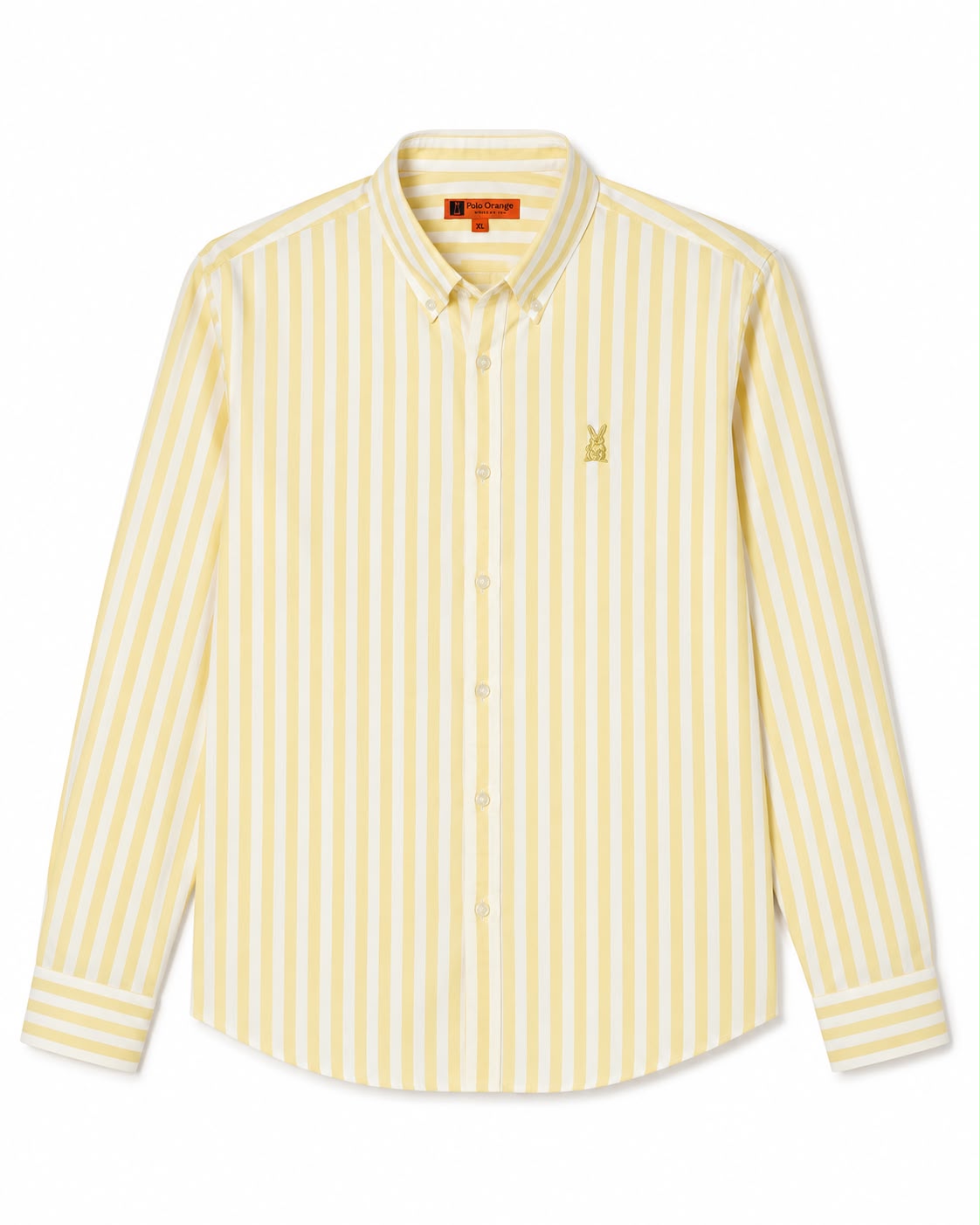Camisa Hombre Raya Amarilla Gruesa Algodón