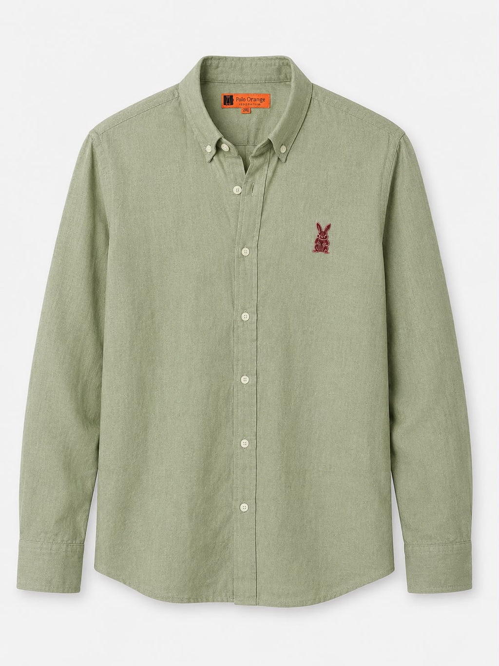 CAMISA HOMBRE MANGA LARGA VERDE OLIVA LINO