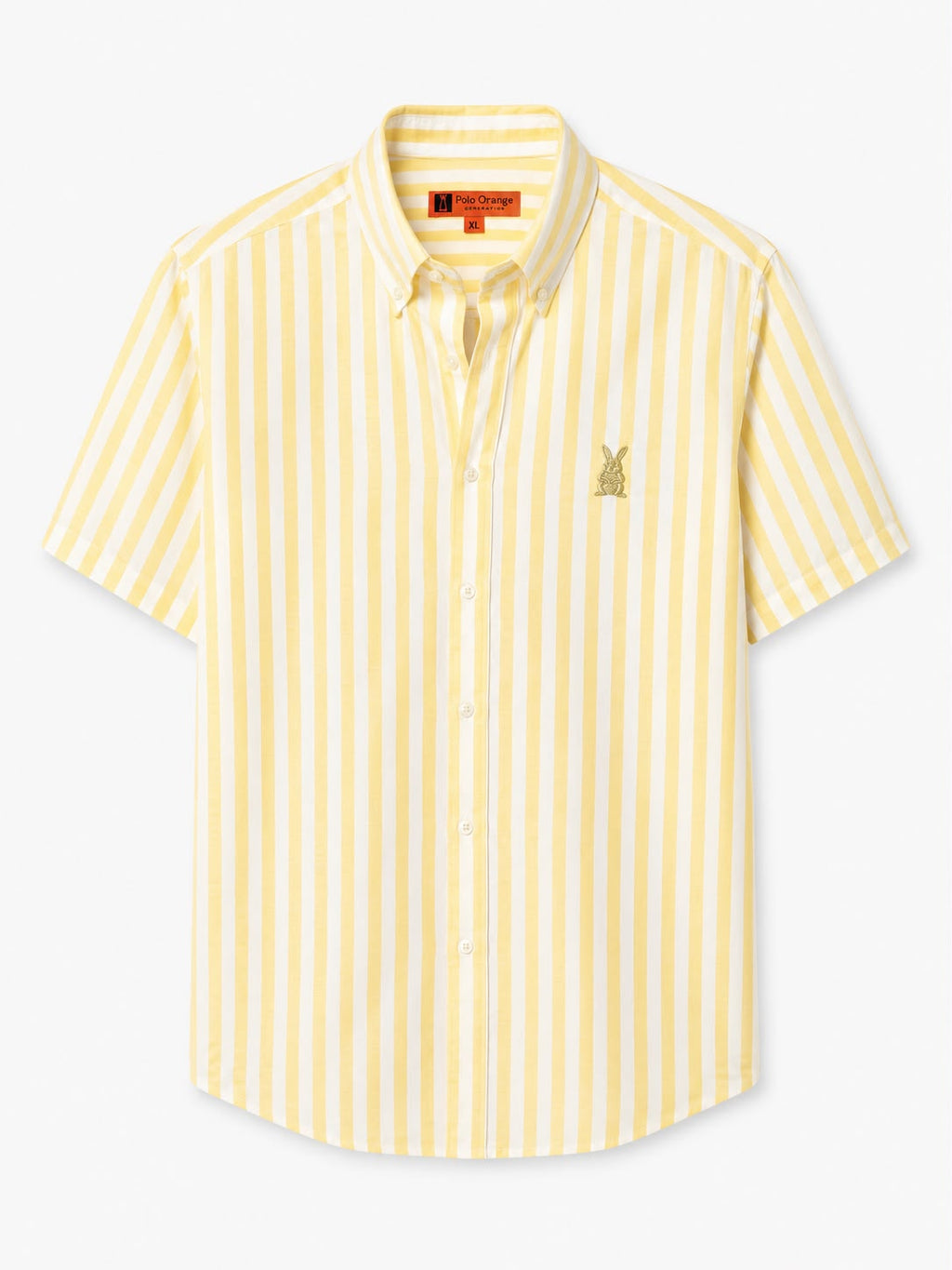 Camisa Hombre Raya Amarilla con Blanco Manga Corta | Algodón