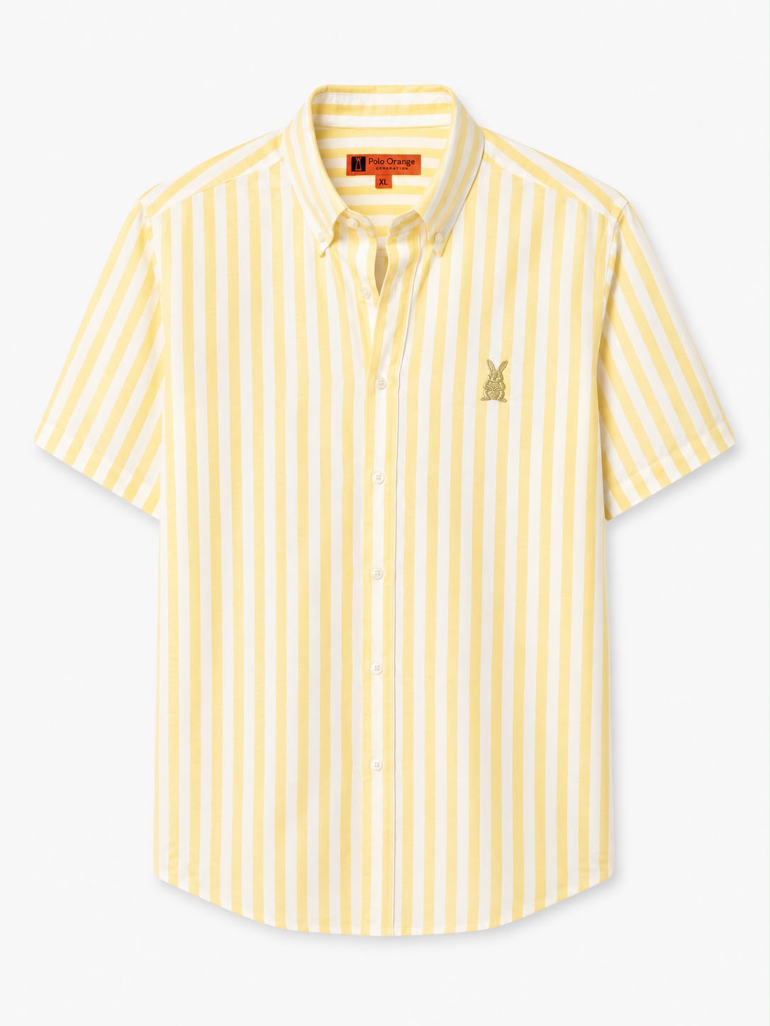 Camisa Hombre Raya Amarilla con Blanco Manga Corta | Algodón